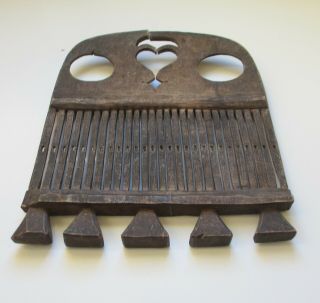 Rare Swedish Antique 17 - 1800s Tape Loom Rigid Heddle Folk Art Heart Brides Gift 2