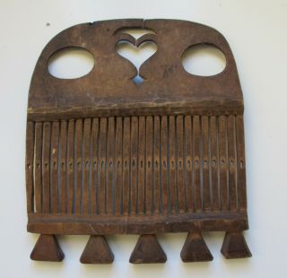 Rare Swedish Antique 17 - 1800s Tape Loom Rigid Heddle Folk Art Heart Brides Gift 6