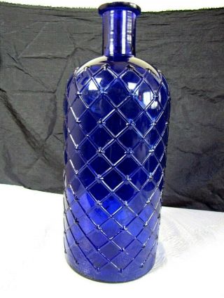 Rare Authentic 11.  5 Inch Tall Cobalt Blue Quilted Poison Bottle - The Biggest