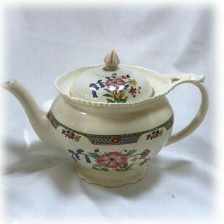 Vtg Ridgway Staffordshire England Pink Blue Floral Teapot W/ Lid Antique Tea Pot