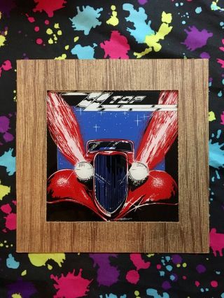 Rare Vintage Zz Top Carnival Prize Glass Plaque Mirror 8x8 In.  Rock Paper Frame