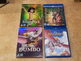 Dumbo & The Jungle Book Disney Animated Blu - Ray (region B,  C) Rare Slipcovers