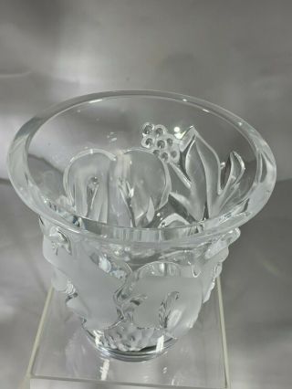 Very Rare Lalique France Signed “Saumur” Leaf & Grapes Crystal Pattern Vase 2