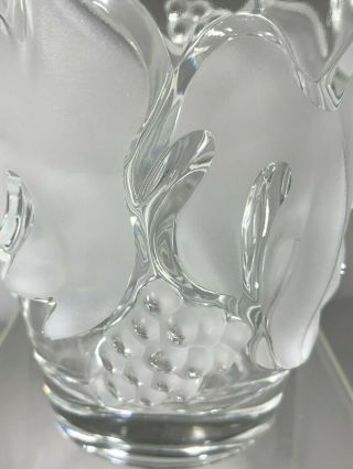 Very Rare Lalique France Signed “Saumur” Leaf & Grapes Crystal Pattern Vase 3