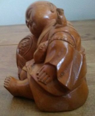 Vintage Chinese Wood Carving ' Sleeping Boy ' Frog on Shoulder (Circa mid 1900 ' s) 2