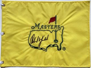 Phil Mickelson Signed Undated Golf Masters Flag Psa/dna 3x Winner Rare