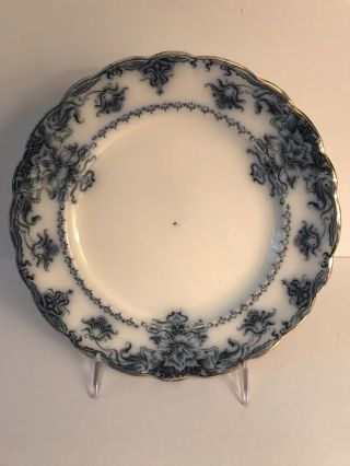 Antique C.  1915 Bourne & Leigh Albion Pottery Flow Blue “melrose” Dinner Plate