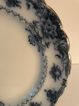 Antique c.  1915 Bourne & Leigh Albion Pottery Flow Blue “MELROSE” Dinner Plate 2
