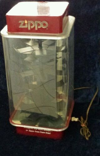 Rare Vintage Grimm Industries Lighted Moving Red Zippo Countertop Display Case