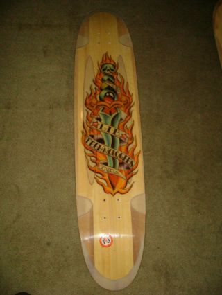 Rare Lib Tech 44 " Longboard Skateboard Vintage Graphic Out Of Production Flames