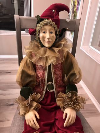Life Size 58” Jester Display Doll Rare Vintage Mardi Gras Christmas Elf