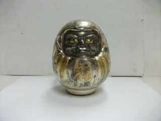 Dharma Doll Of The Sterling Silver Made In Very Rare Japan.  301g/ 10.  60oz.
