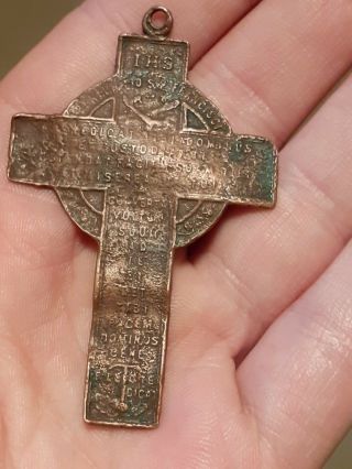 Post Medieval Cross Crucifix Pendant Ihs Bronze / Copper Metal Detecting Find
