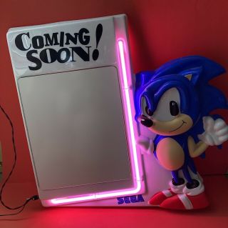 Rare Vintage Sega Sonic The Hedgehog " Coming Soon " Dry Erase Board Neon Sign