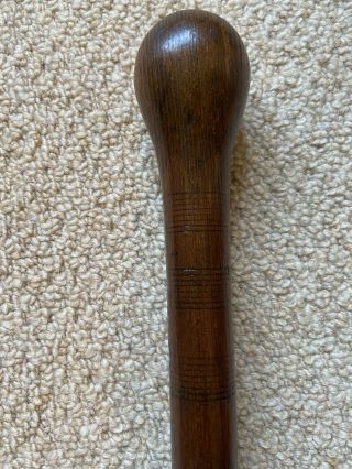 Antique/vintage Gents Mid Brown Hard Wood,  One Piece Cane/walking Stick