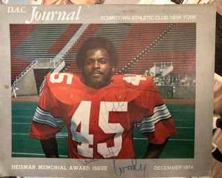 Rare 1974 Heisman Trophy Award Program Autographed By Woody Hayes Archie Griffin
