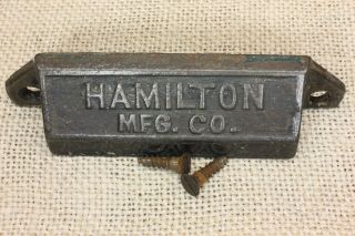 Old Drawer Pull Handle Hamilton Mfg.  Offset Printing Type Vintage Rustic Iron