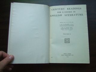 Vtg 1919 Century Readings For A Course In English Literature By Cunliffe & Young