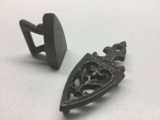 Antique Miniature Cast Iron Sad Iron And Trivet