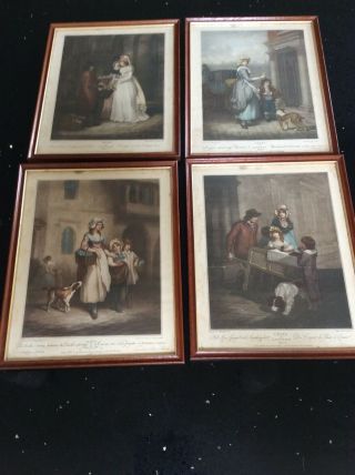 4 X Vintage Framed Prints - Cries Of London - 10 “ X 12.  5”