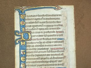 RARE Early Illuminated Medieval Manuscript Vellum PSALTER leaf w/ Gold,  c.  1275 2