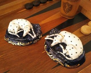 Darling Rare Pair English Porcelain Staffordshire Dalmatian Dogs 19th Century 2