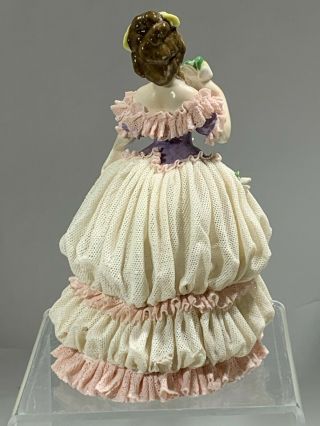 Very Rare 19th Dresden VOLKSTEDT Porcelain Lace Figurine 