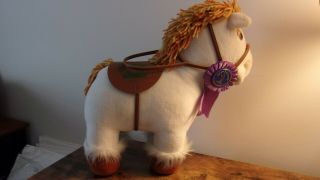Vintage 1984 Cabbage Patch Kids Plush Show Pony White With Spots Saddle Horse
