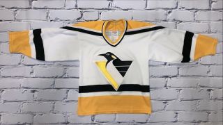 Vintage 90’s Nhl Pittsburgh Penguins Ccm Maska Hockey Jersey Boy’s M Rare