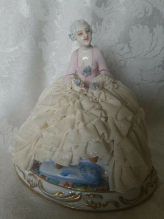 Very Rare Vintage Luigi Fabris Porcelain Lace Lady Figurine Outstanding Cond.