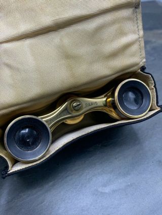 Antique Lemaire French Paris Mother Of Pearl Opera Glasses Binoculars w case 2