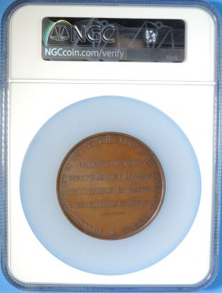 Rare 1868 General U.  S.  Grant Hugues Bovy Fecit Bronze 60.  5mm Medal NGC MS63 2