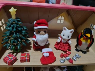 Sylvanian Families Father Christmas With Tree,  Accessories And 2 Helper Figures
