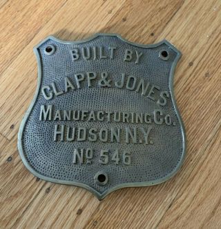 Antique Vtg ? Clapp & Jones Manufacturing Company Shield Shape Plaque