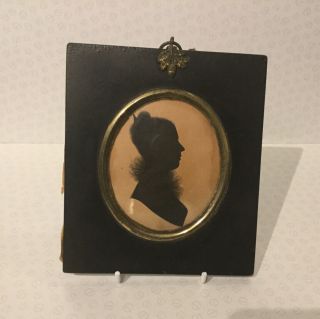Antique Silhouette Portrait Of An Elegant Young Lady.