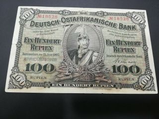 German East Africa Deutsch - Ostafrikanische Bank 100 Rupien 1905 Rare Note