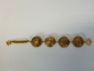 Rare Vtg Chanel Cc Logo Gold 80s Bracelet
