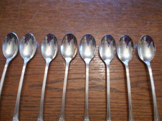 8 Rogers 1959 GRAND ELEGANCE Pattern Iced Tea Spoons IS Silverplate Flatware2966 3