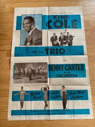 1950 Nat King Cole And His Trio One Sheet Jazz Movie Poster - Very Rare