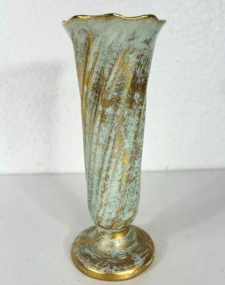 Vintage Stangl Art Pottery Antique Brushed Gold Bud Flower Vase Usa 1905 7.  5 "
