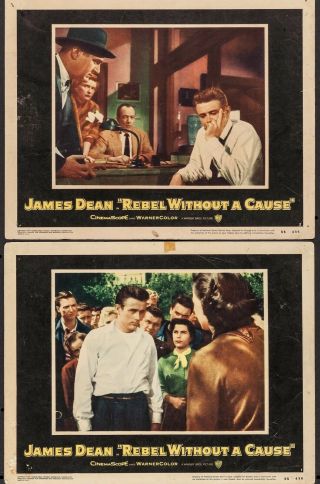 Rebel Without A Cause X2 Movie Poster Lobby Cards 1955 James Dean Rare