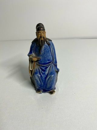 Antique Old Chinese Mudman Clay Ceramic Royal Immortal Figurine