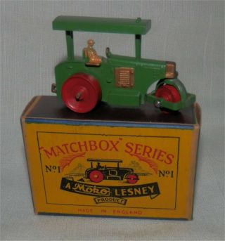 Rare SCRIPT BOX 1950s.  Matchbox Lesney 1 a Aveling Road Roller.  All 3