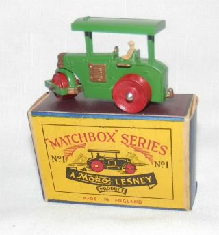 Rare SCRIPT BOX 1950s.  Matchbox Lesney 1 a Aveling Road Roller.  All 4