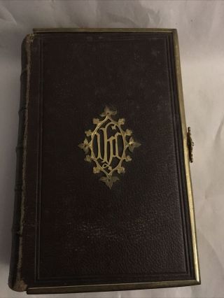 Church Services - Small Antique Leather Cover Book With Gilt Clasp 2