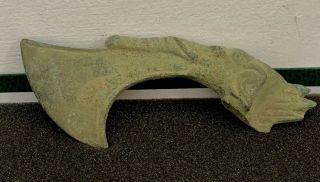 Scarce Ancient Luristan Bronze Axe Head - Elephant Terminal Circa 1000 Bce 199mm