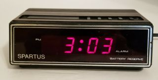Vintage Spartus Alarm Clock Model 1108 Faux Wood Grain And