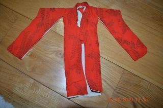 Vintage Barbie In Japan Red Kimono With Gold Leaves