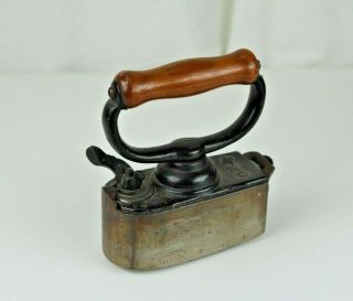 Rare Antique Gem Sad Iron With Removeable Wood Handle And Insert