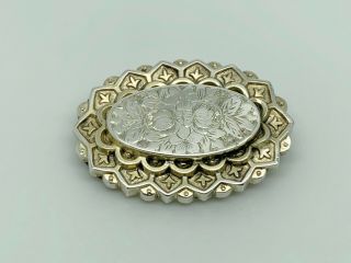 Gorgeous Antique Victorian 1893 English Sterling Silver Ornate Aesthetic Brooch
